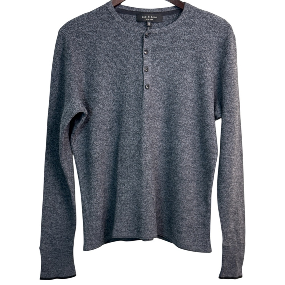 rag & bone Men’s XL 100% Merino Wool Henley Sweater Gray
